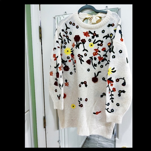 Anthropologie appliquéd sweater tunic dress - Picture 2 of 3